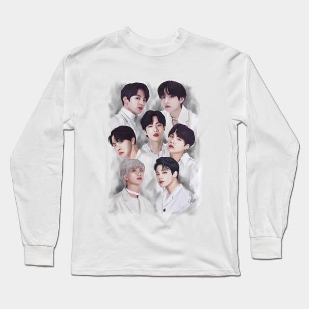 bts kpop fanart Long Sleeve T-Shirt by RetroAttic